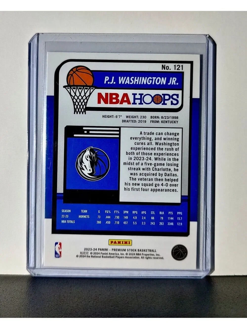 P.J. Washington Jr. 2023-24 Panini Premium Stock NBA Hoops #121 Card Mavericks